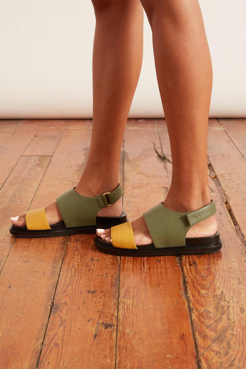 Marni Shoes Womens Sandals | Fussbett Sandal Velcro Strap Mustard - Hoatimberlake